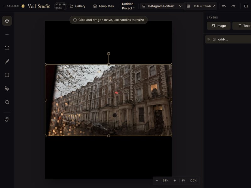 GoldBrush Veil: a London terrace layered and softly faded on the canvas